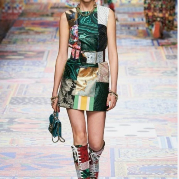 Dolce & Gabbana Brocade & Lame Patchwork Dress - Picture 1 of 9